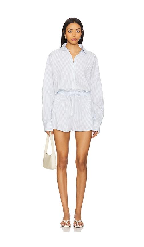 lovers and friends swift romper in baby blue.