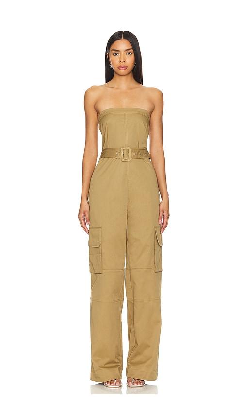 lovers and friends sydney jumpsuit in tan.