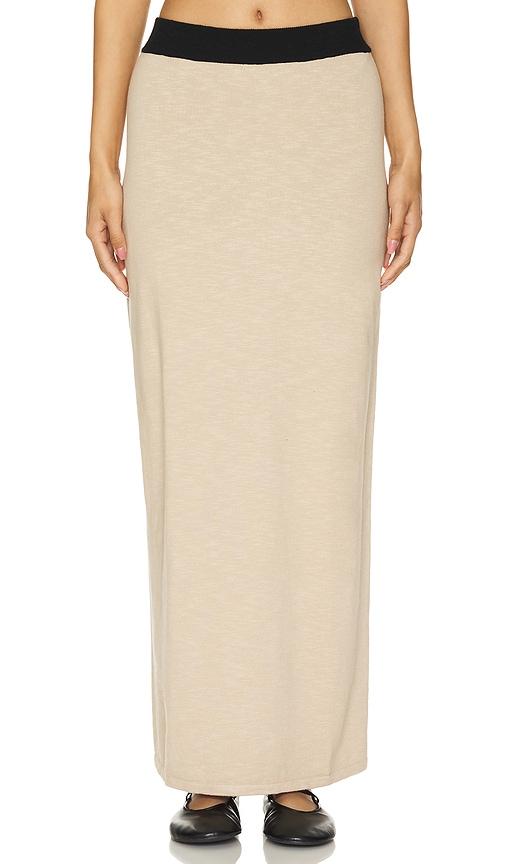 lovers and friends tammy maxi skirt in beige.