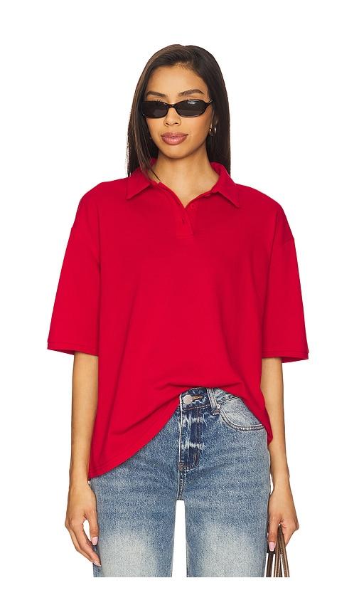 lovers and friends tara polo top in red.