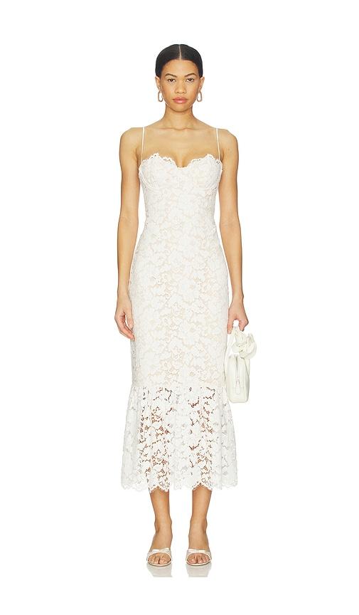 lovers and friends teagan midi dress in white.