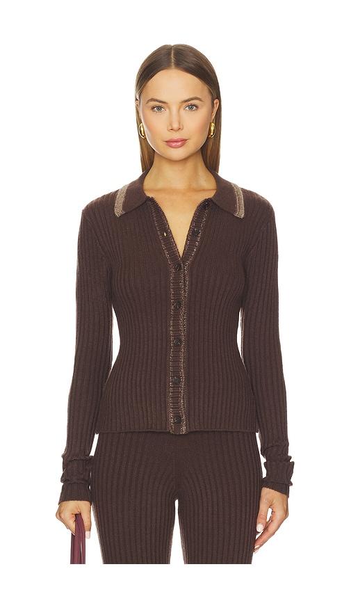 lovers and friends tila rib cardigan in chocolate.