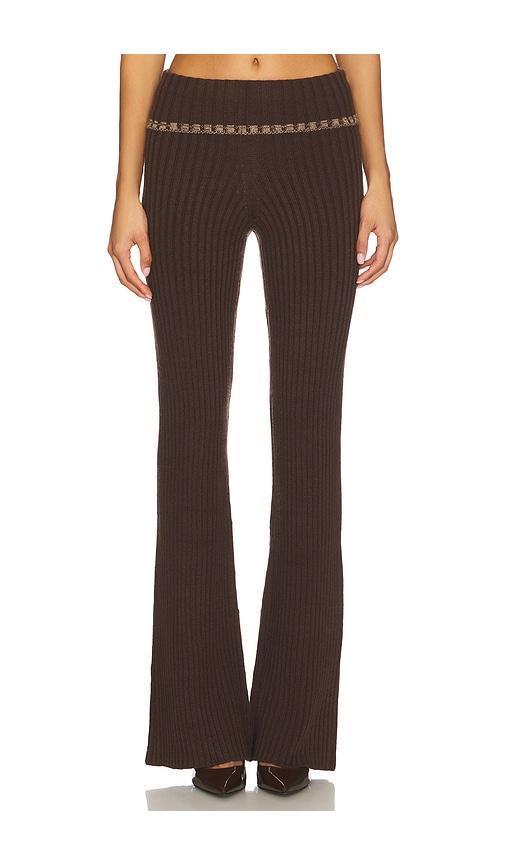 lovers and friends tila rib pant in chocolate.