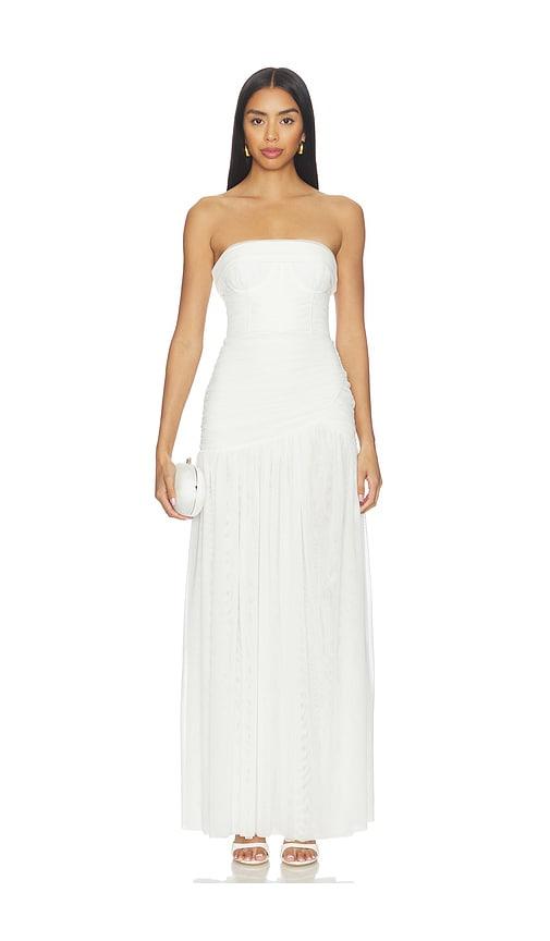 lovers and friends tova gown in white.