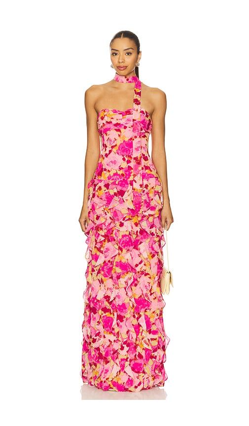 lovers and friends tracie gown in pink.