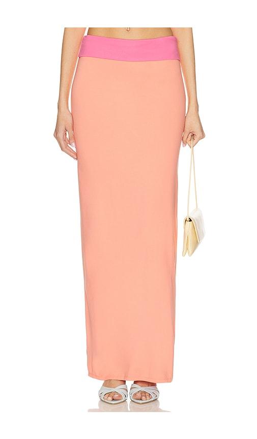 lovers and friends tulip maxi skirt in peach.