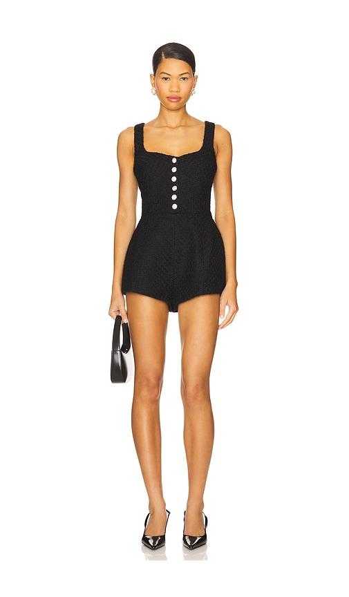 lovers and friends tweed josephine romper in black.