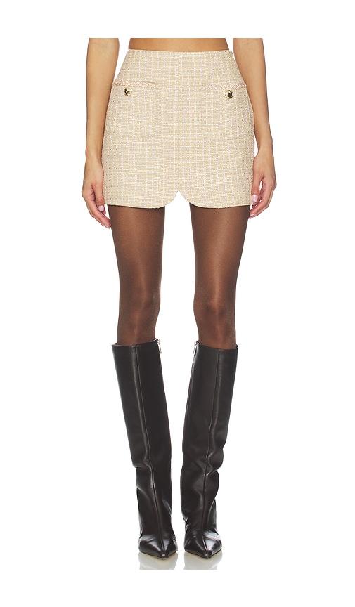 lovers and friends vanessa tweed mini skirt in neutral.