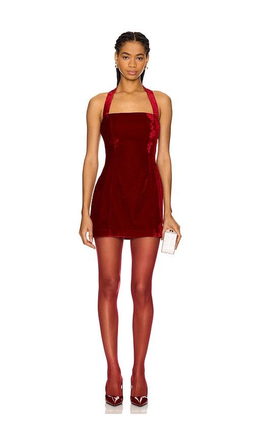 lovers and friends vivica velvet mini dress in red.