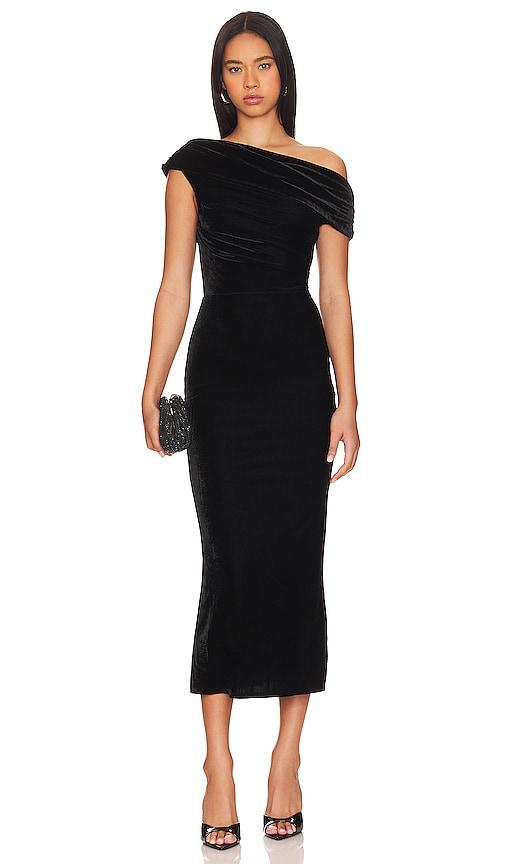 lovers and friends willa midi dress in black.