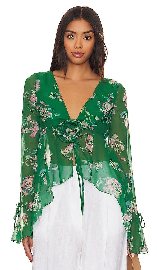lovers and friends x rachel kiernan top in green.
