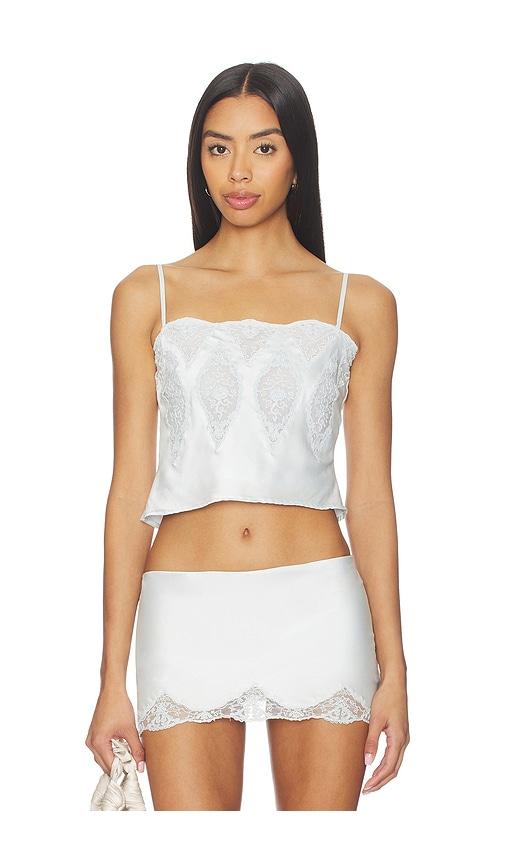 loveshackfancy amies top in baby blue.