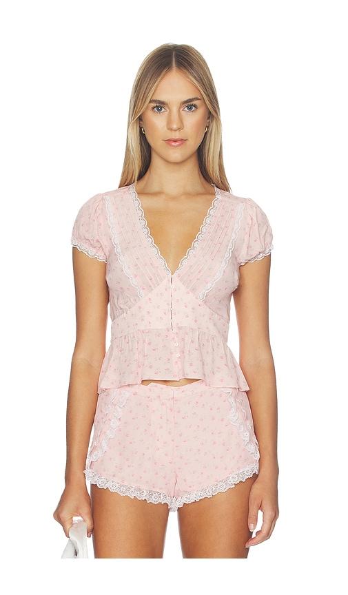 loveshackfancy bondy top in pink.