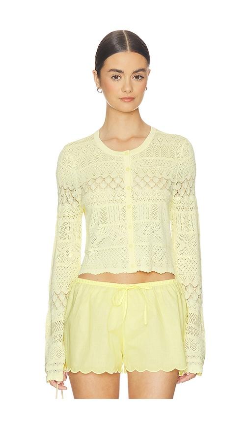 loveshackfancy brigette cardigan in lemon.