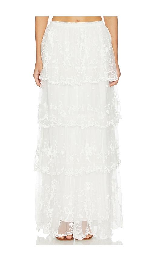 loveshackfancy celesa skirt in ivory.