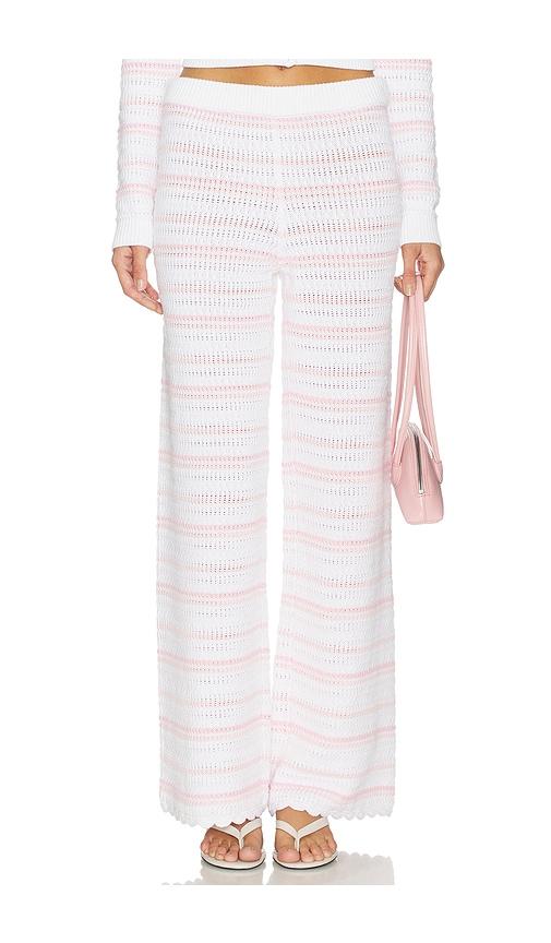 loveshackfancy clarabeth pants in pink,white.