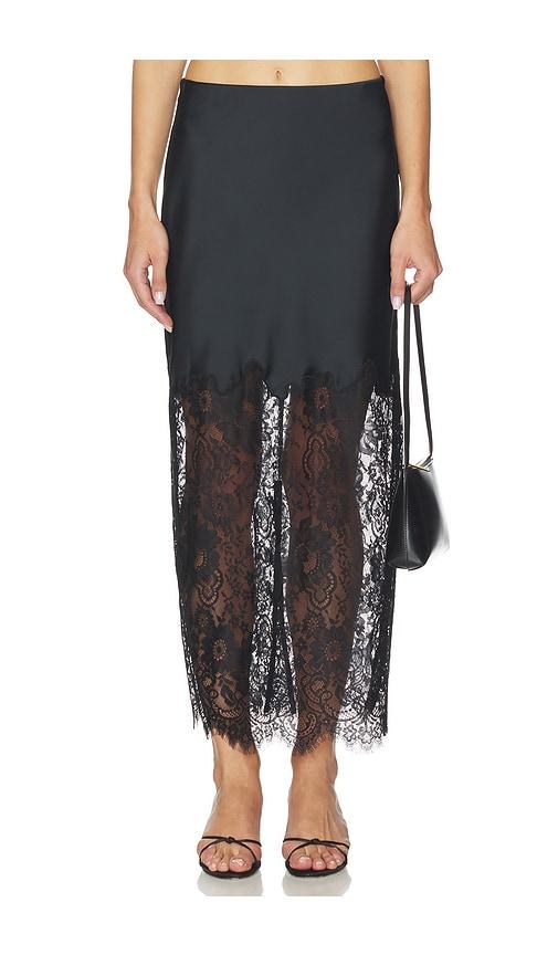 loveshackfancy ilene skirt in black.