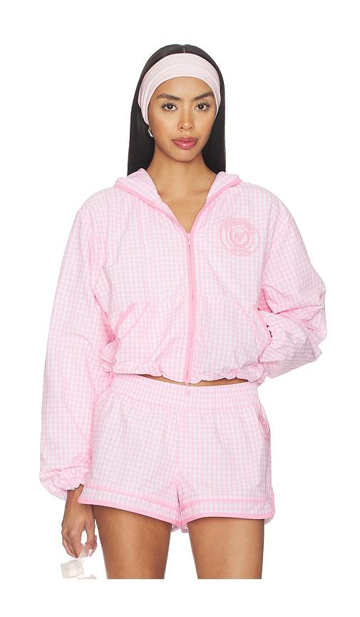 loveshackfancy kariana hoodie in pink.