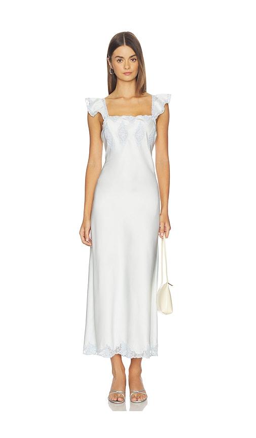 loveshackfancy karmine dress in baby blue.
