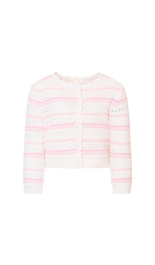 loveshackfancy kids amarilly cardigan in pink.