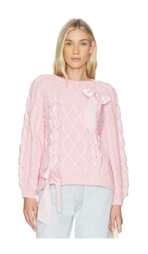 loveshackfancy kloss pullover in pink.