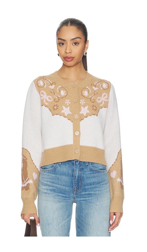 loveshackfancy leyah cardigan in brown.