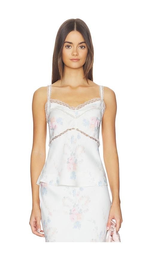 loveshackfancy lirena top in white,pink.