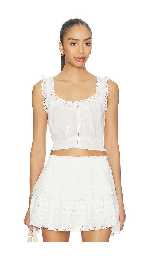 loveshackfancy lupo top in white.