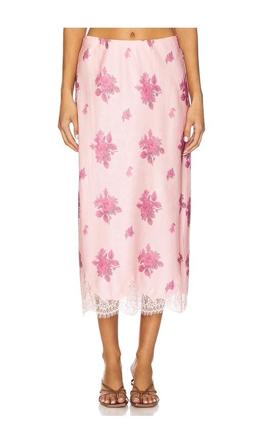 loveshackfancy malina skirt in pink.