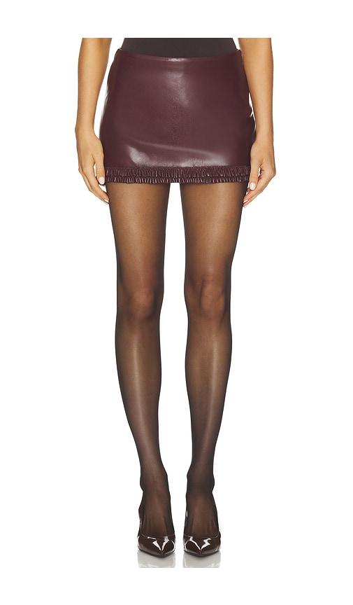 loveshackfancy noala skirt in burgundy.