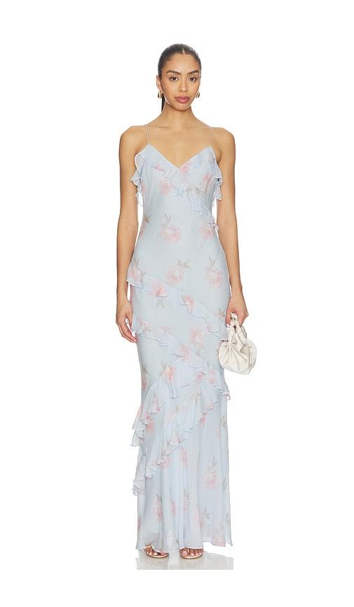 loveshackfancy rialto dress in baby blue.