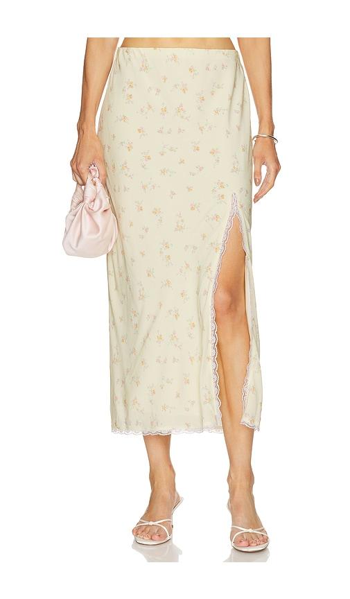 loveshackfancy silvia skirt in yellow.