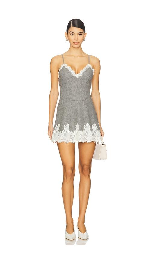 loveshackfancy teddi dress in grey.