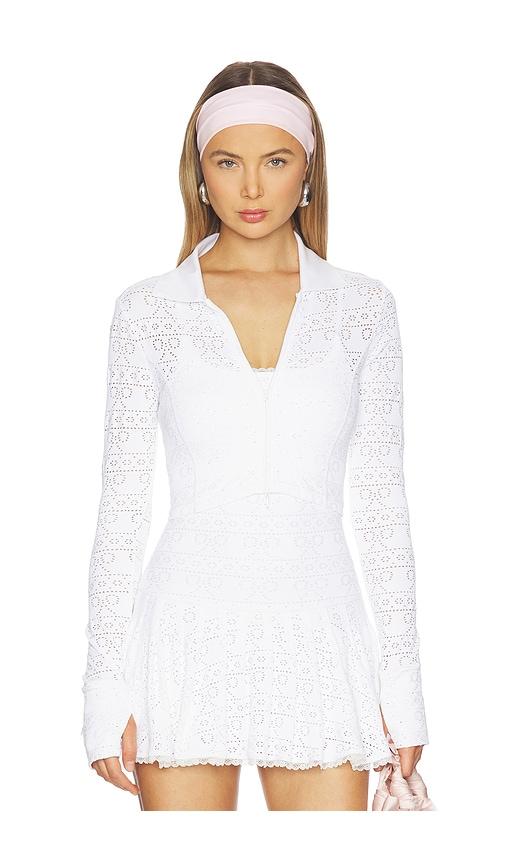 loveshackfancy tinker jacket in white.