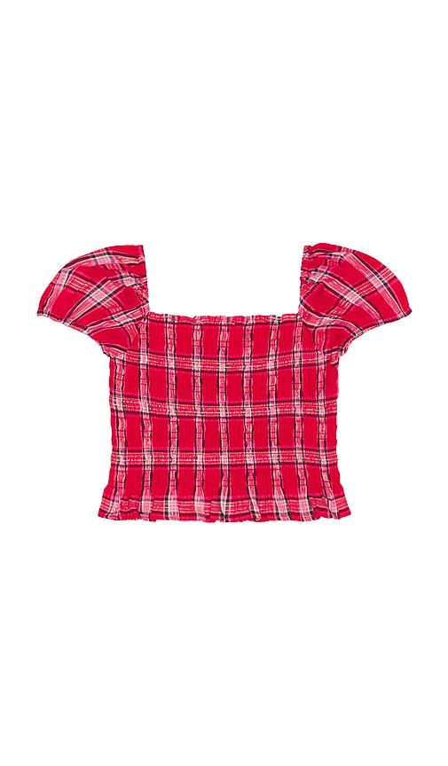 loveshackfancy tween fabielle top in red.