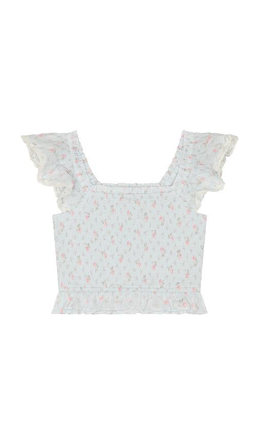 loveshackfancy tween jeanna top in blue.