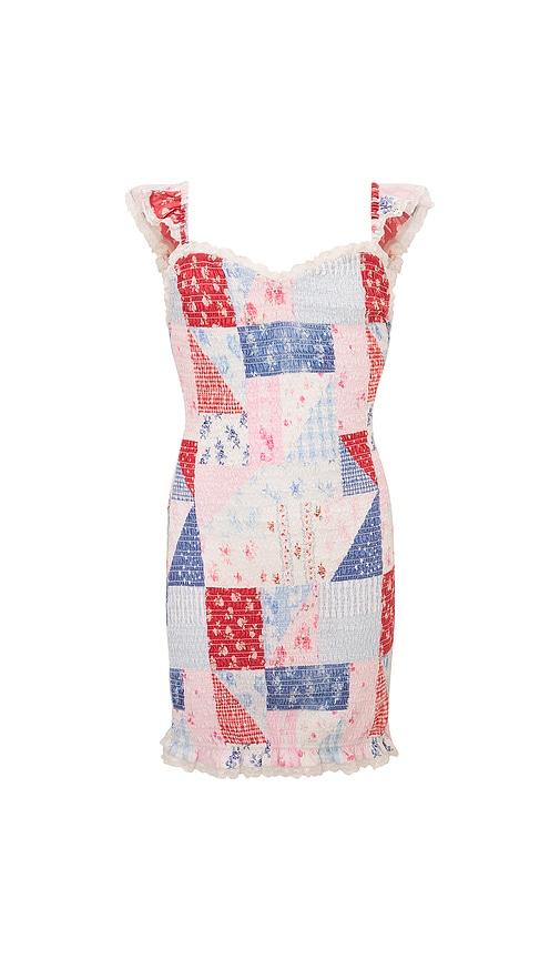 loveshackfancy tween mini solier dress in blue.