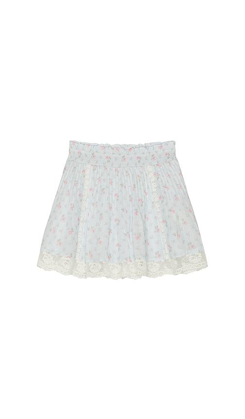 loveshackfancy tween solena skirt in baby blue.