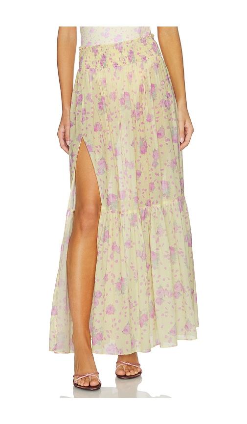 loveshackfancy umber skirt in lemon.