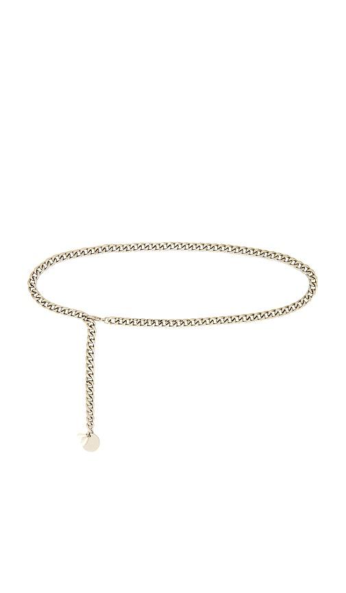 lovestrength everywhere chain belt in metallic silver.