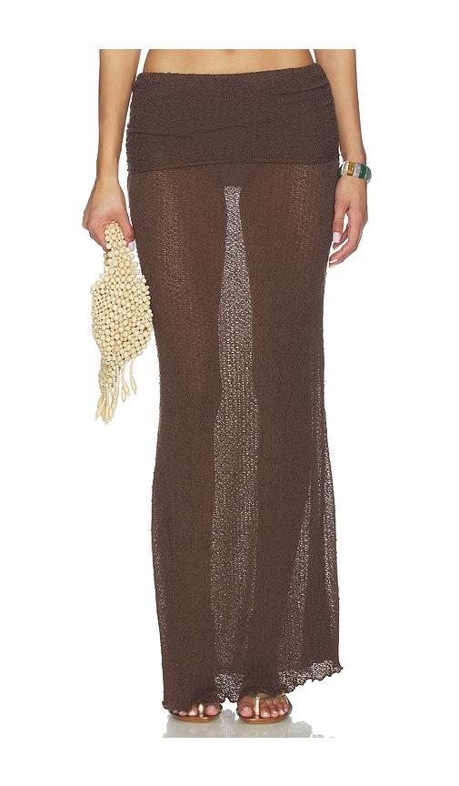 lovewave the hadley maxi skirt in brown.