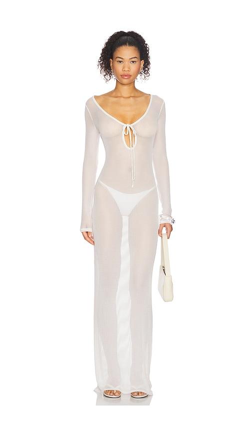 lovewave the isola maxi dress in white.
