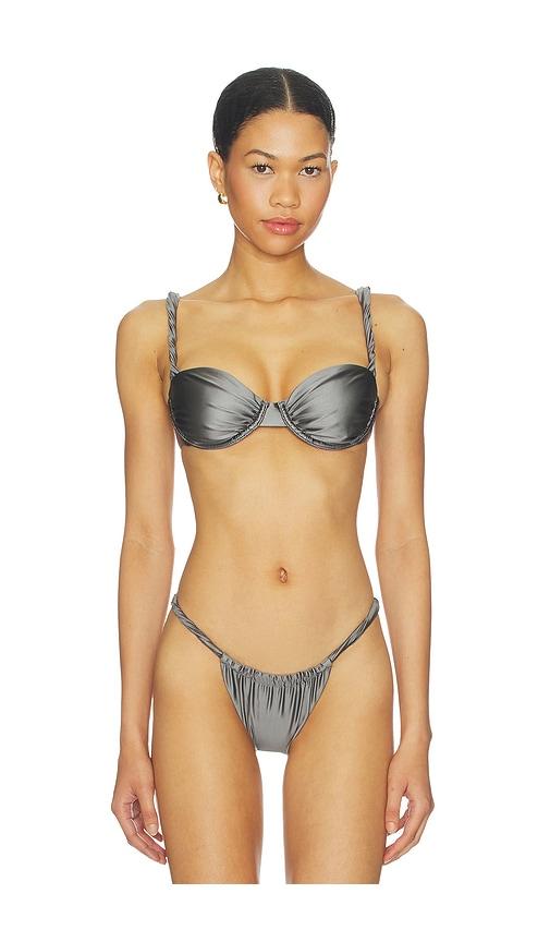 lovewave the rowena top in metallic silver.