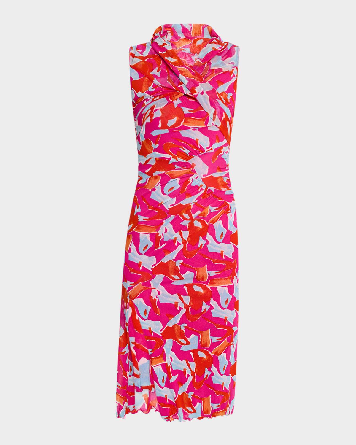 lovina bodycon abstract-print mesh dress