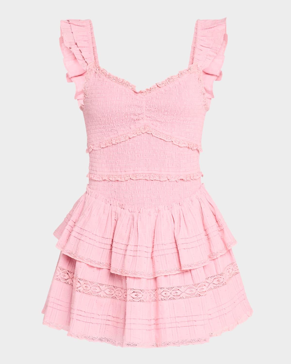 lovine cotton smocked mini dress