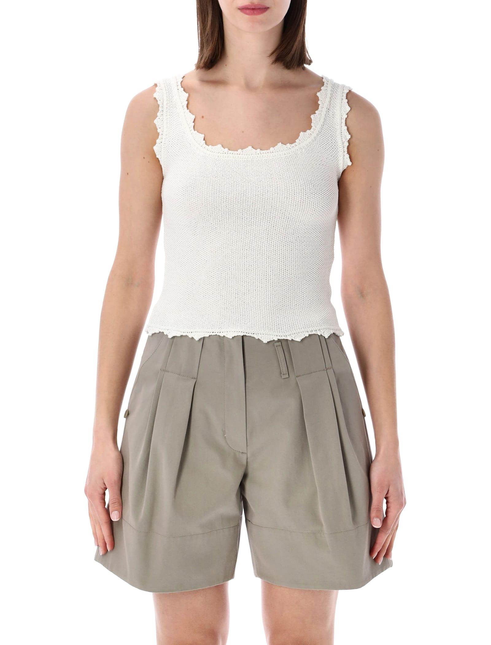 low classic lace-trim sleeveless knit top