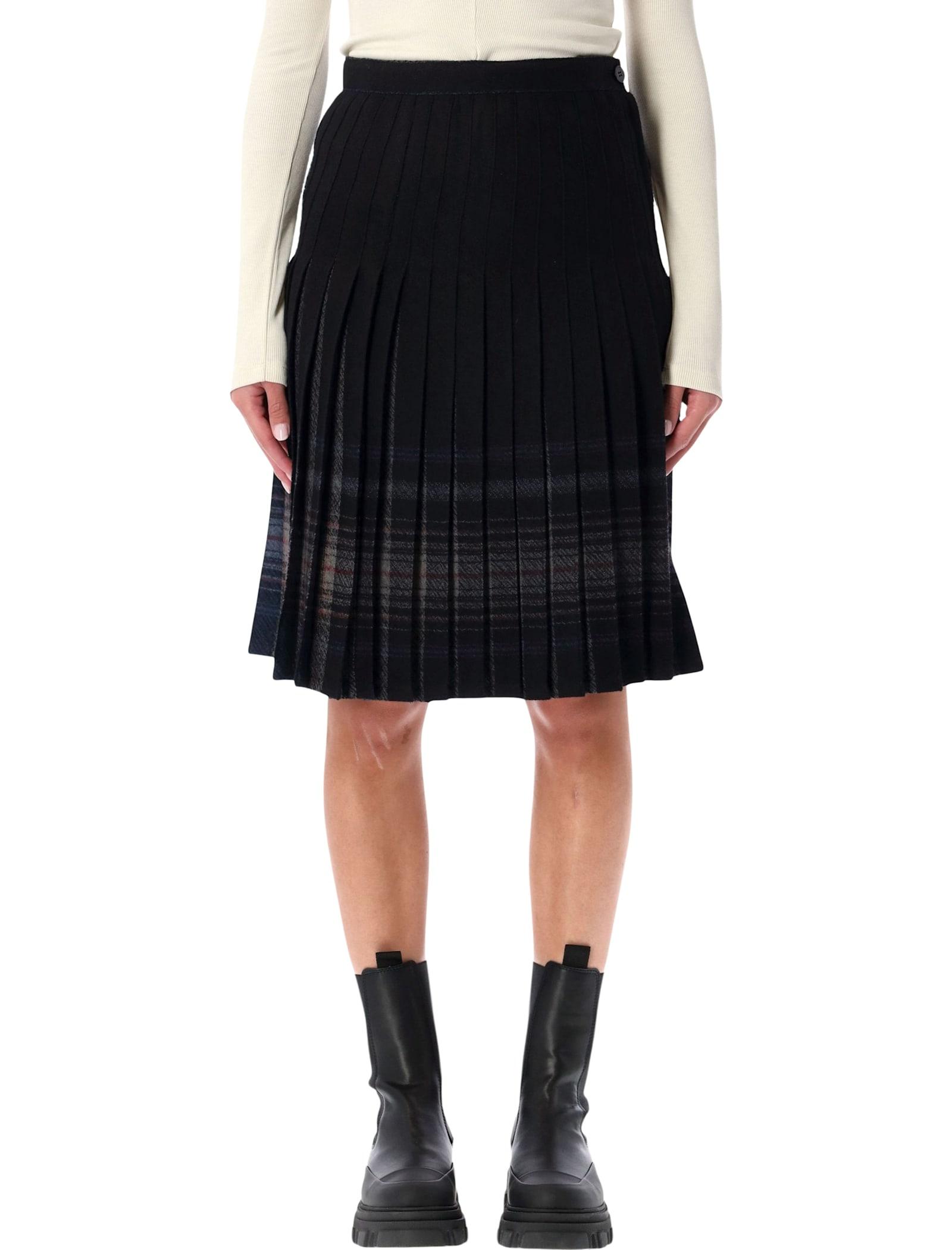 low classic reversible wool pleated midi skirt