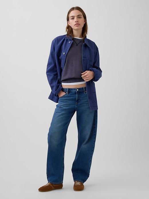 low rise barrel jeans