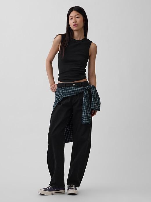 low rise barrel jeans