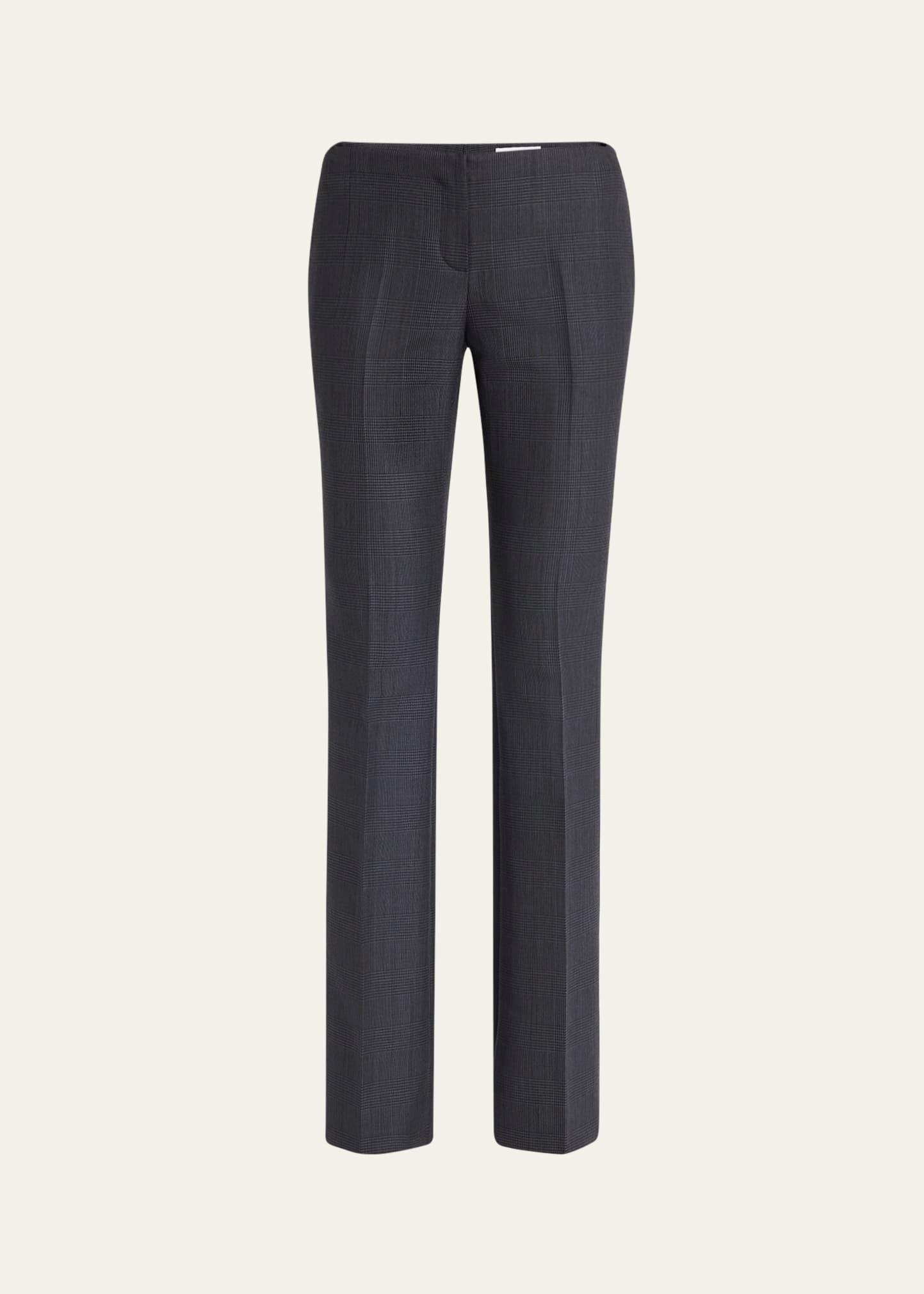 low-rise check bootcut trousers